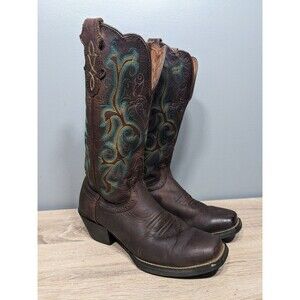 Justin Boots Stampede Embroidered Brown Cowboy Boots Women's size 5.5 B L2552